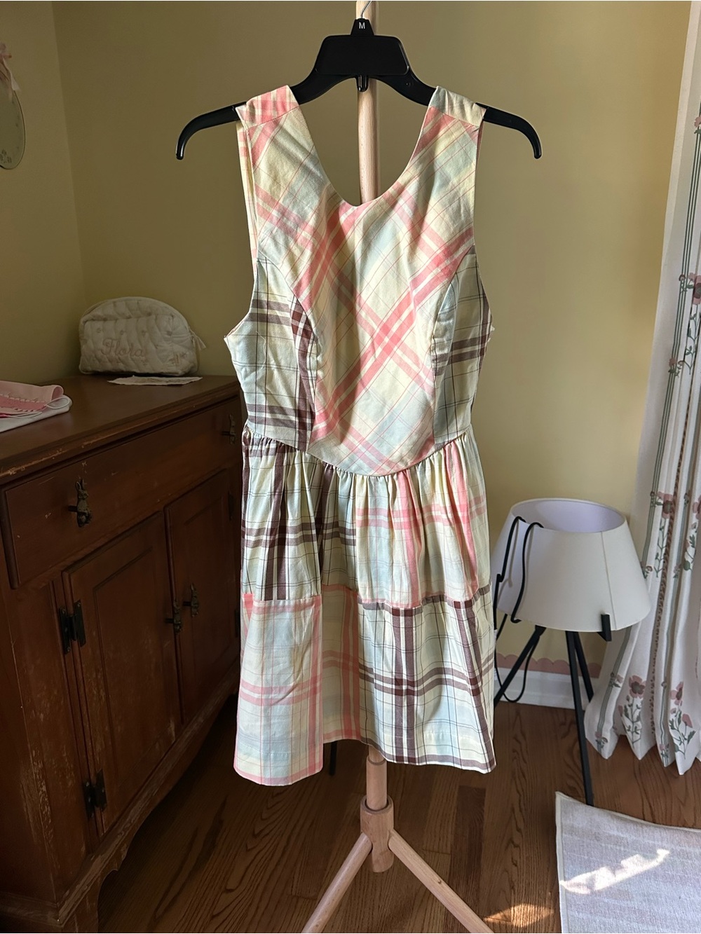 Anthropologie Pastel Plaid Sleeveless Apron Dress